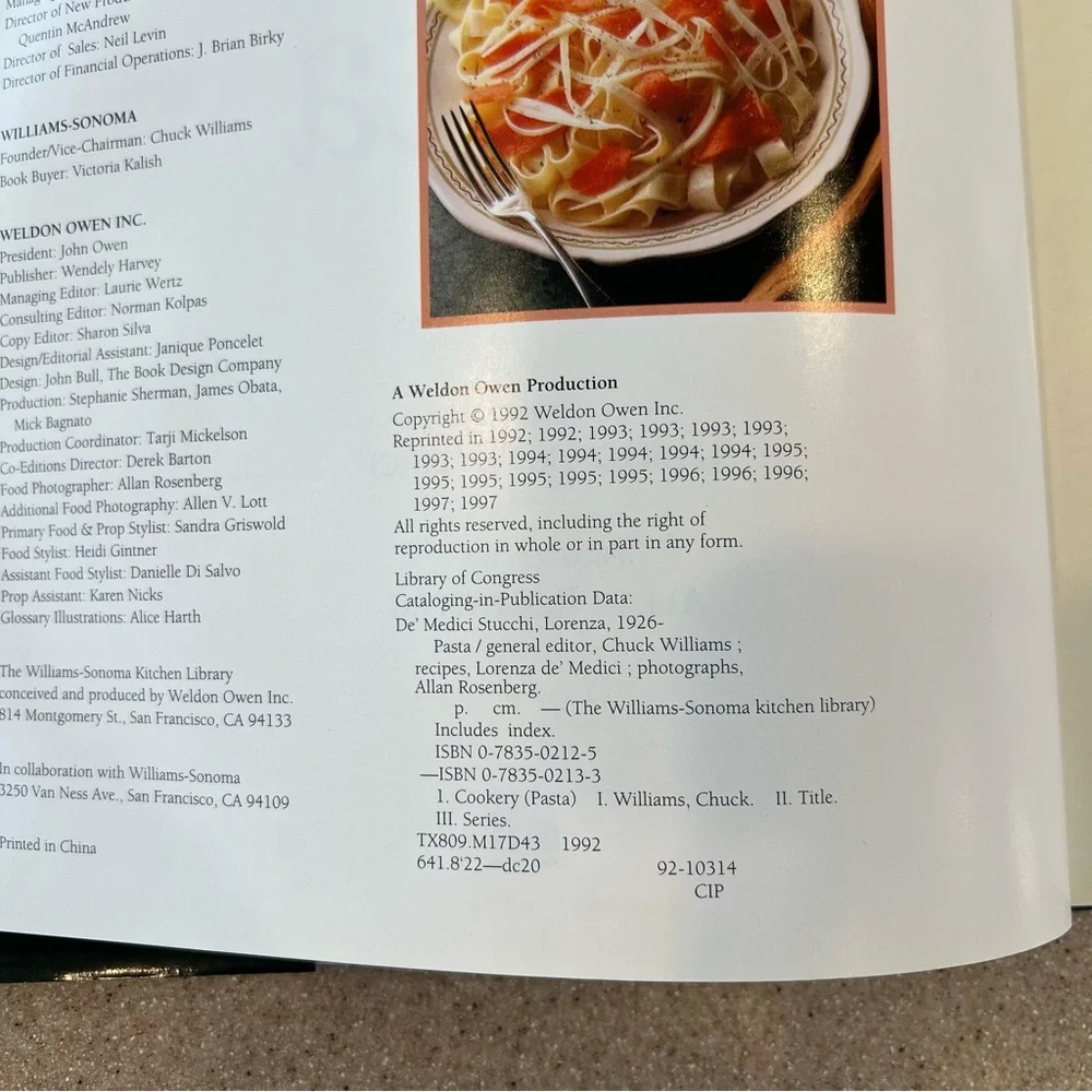 Williams-Sonoma Kitchen Library Hardcover Cook Book-PASTA